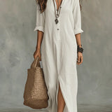 Velira Balta / XS Soline™ | Juodas maxi suknelė su mygtukais