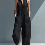 Velira Bottoms Juoda / XS Be rankovių lino kombinezonas