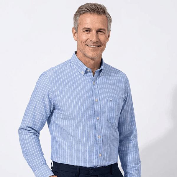 Velira Camisa Masculina Soft Listrada Manga Longa Vyrų Mėlyna Juostuota Ilgomis Rankovėmis Marškiniai