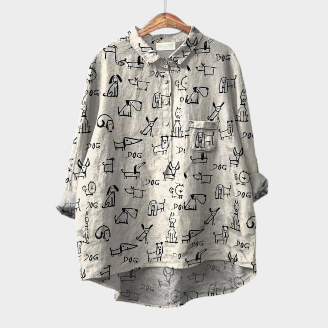 Velira Clara™ | Nesenstanti lino blusa su raštu
