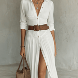 Velira DRESSES Baltas lininis maxi suknelė