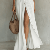 Velira DRESSES Baltas lininis maxi suknelė