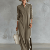 Velira DRESSES Chaki / XS Palaidinė Maxi Suknelė su Mygtukų Apykakle