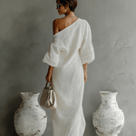 Velira DRESSES Elfenbein Lino Suknelė Be Petnešų