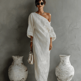 Velira DRESSES Elfenbein Lino Suknelė Be Petnešų