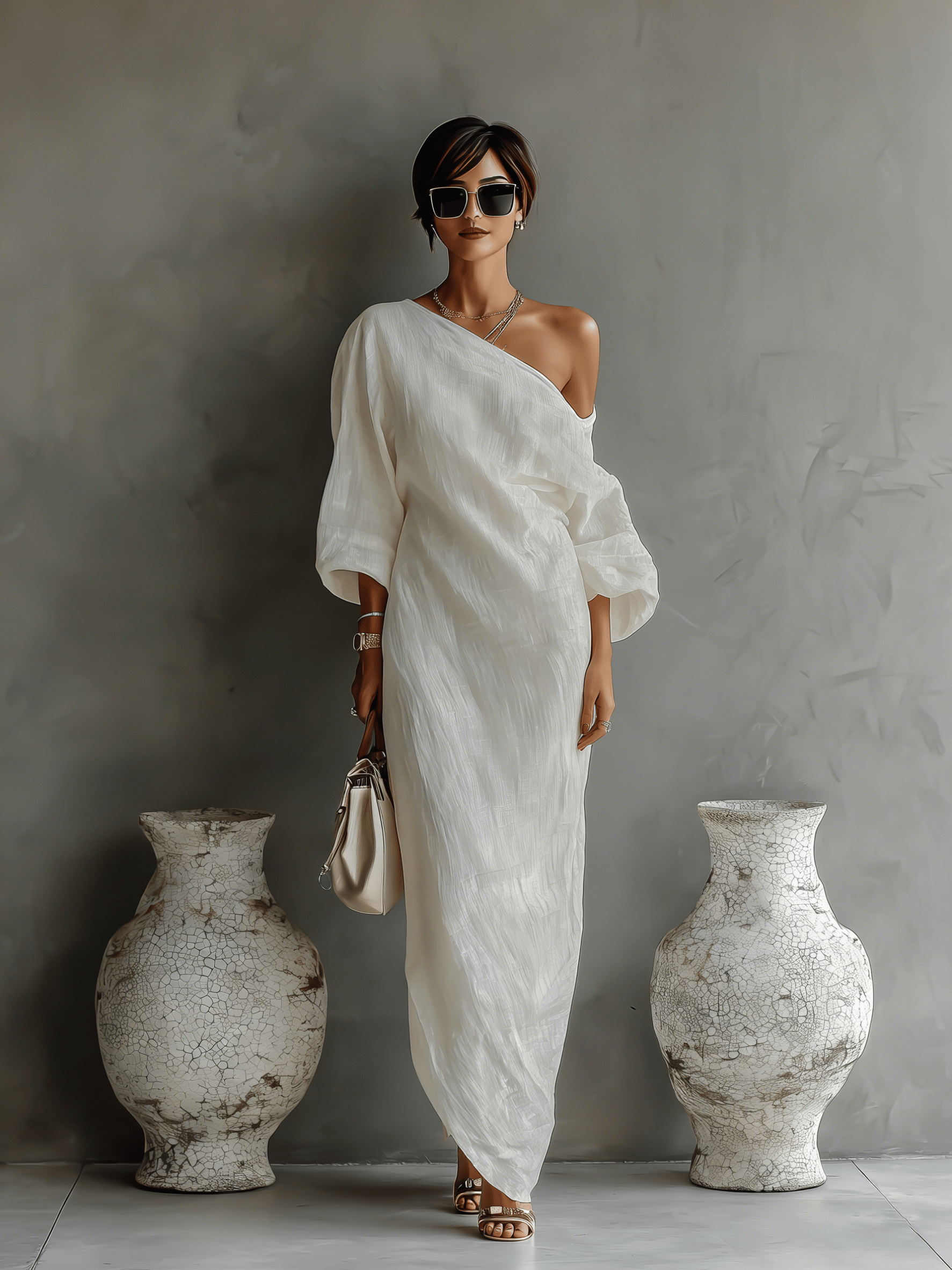 Velira DRESSES Elfenbein Lino Suknelė Be Petnešų