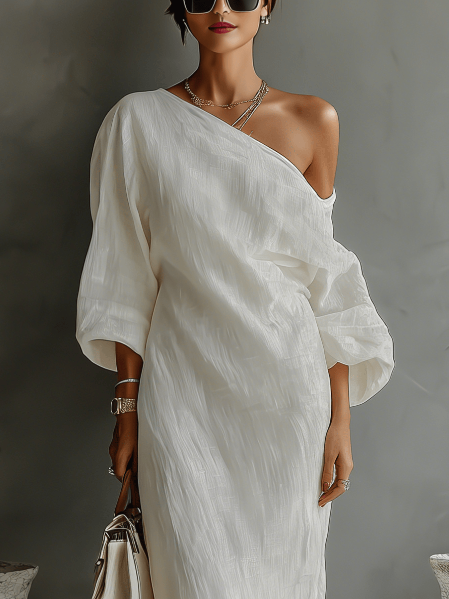 Velira DRESSES Elfenbein Lino Suknelė Be Petnešų