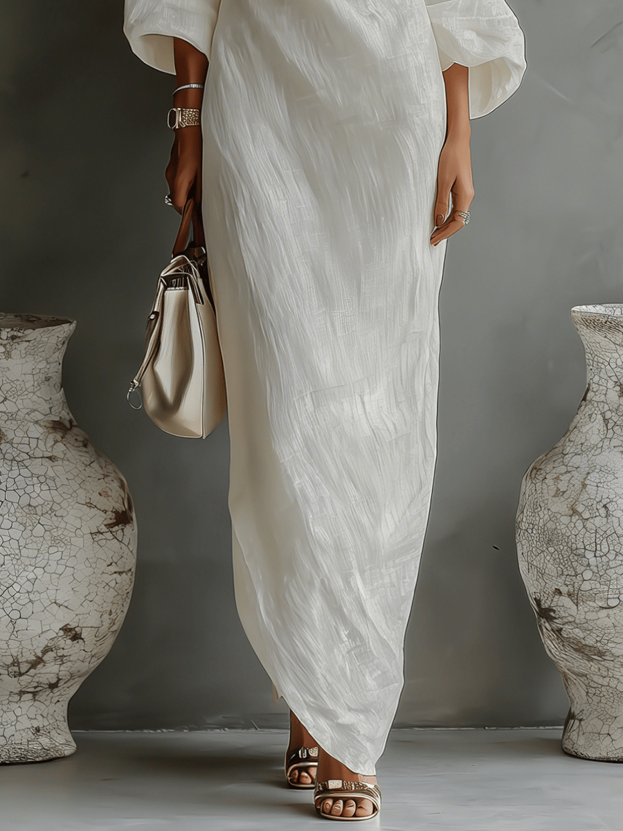Velira DRESSES Elfenbein Lino Suknelė Be Petnešų