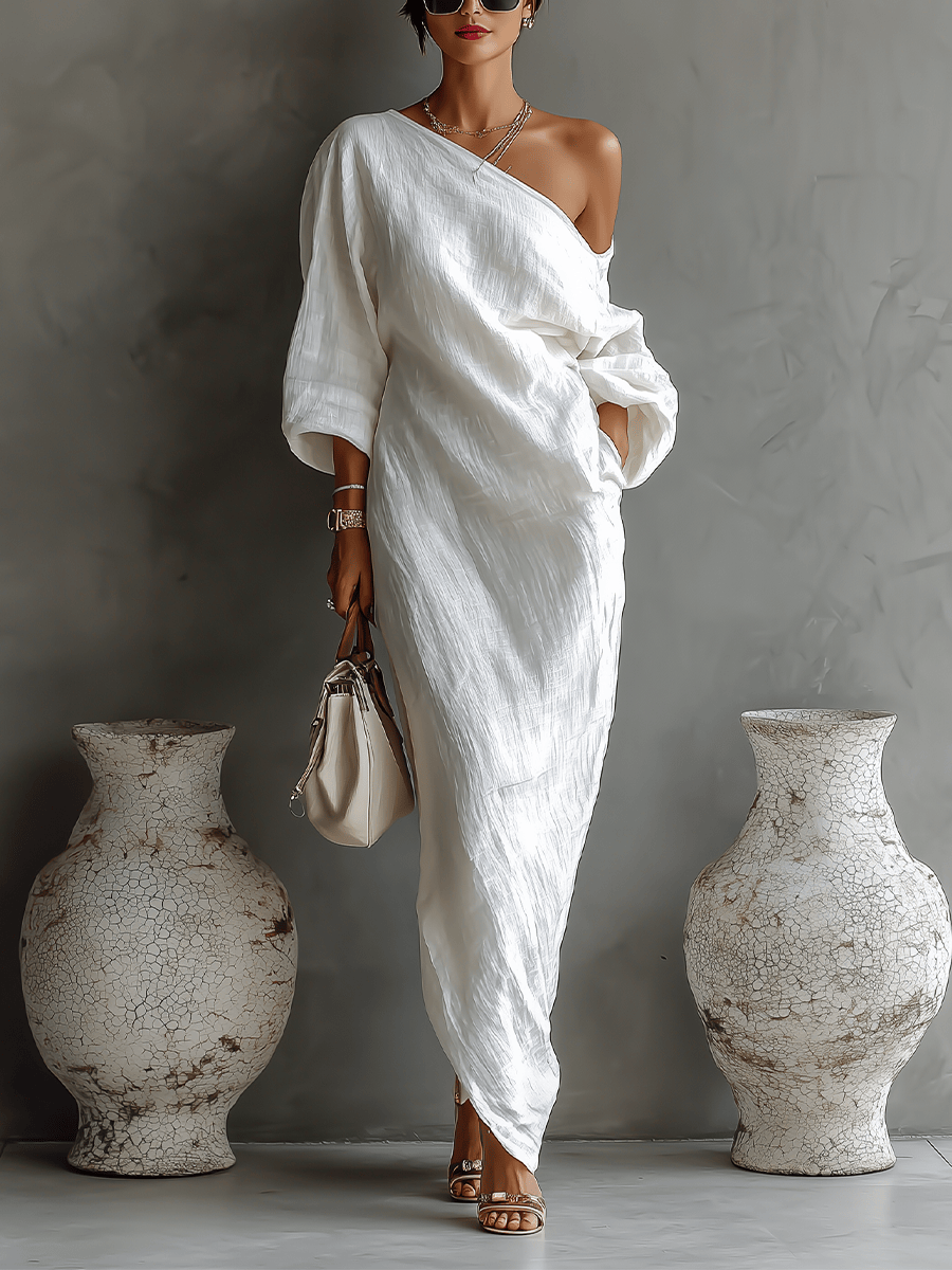Velira DRESSES Elfenbein Lino Suknelė Be Petnešų