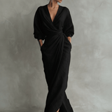 Velira DRESSES Juoda / S Rosa Lino Maxi Suknelė V-Kaklu