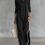 Velira DRESSES Juoda / XS Palaidinė Maxi Suknelė su Mygtukų Apykakle