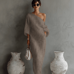 Velira DRESSES Khaki / XS Elfenbein Lino Suknelė Be Petnešų