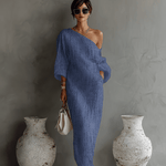 Velira DRESSES Mėlyna / XS Elfenbein Lino Suknelė Be Petnešų