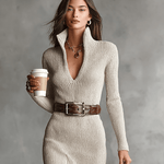 Velira DRESSES Midi Megztinis Suknelė V-Kaklu Slim Fit