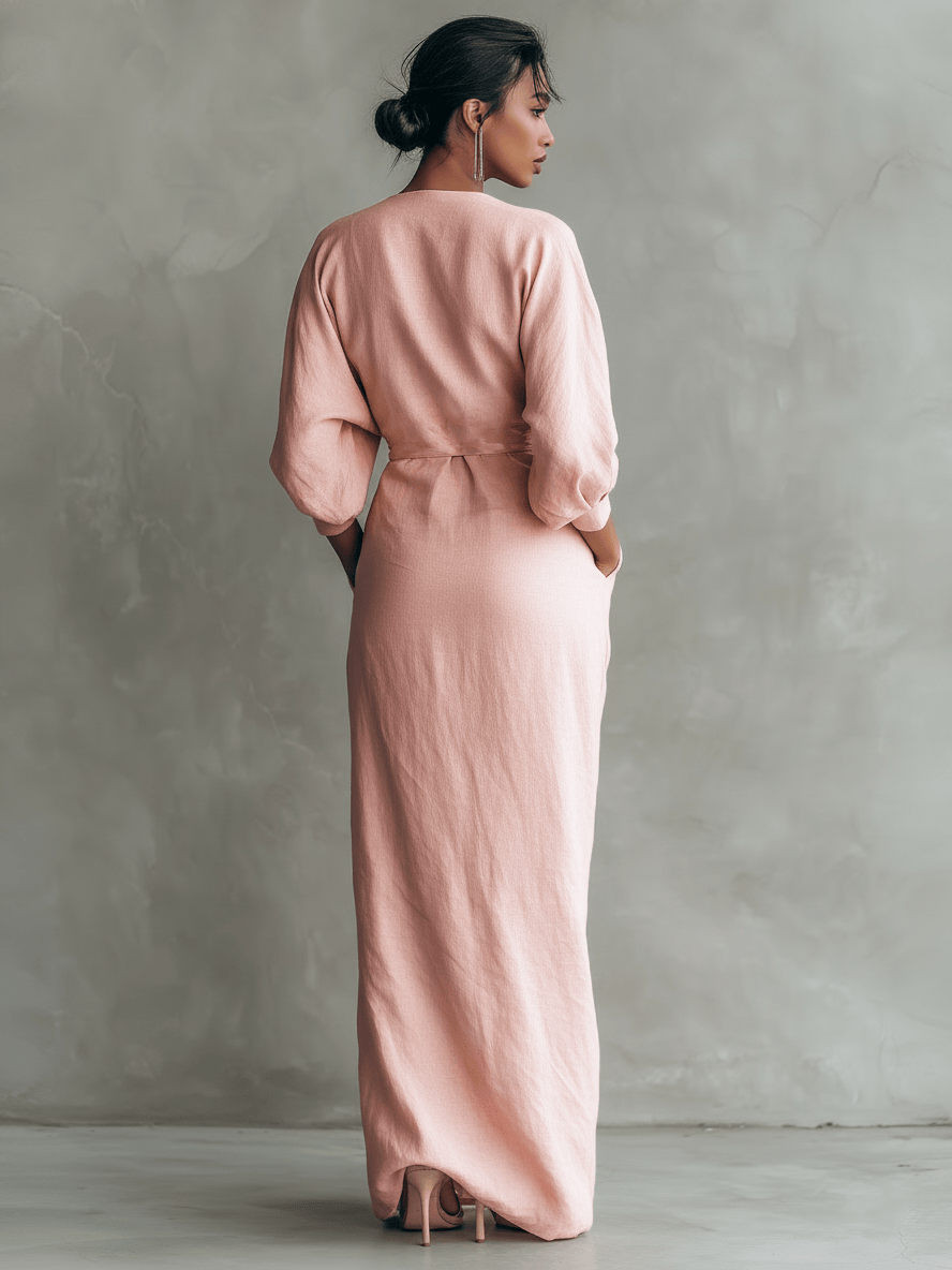 Velira DRESSES Rosa Lino Maxi Suknelė V-Kaklu