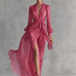 Velira DRESSES Rožinė Chiffon Suknelė V-Kaklu
