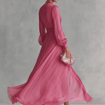 Velira DRESSES Rožinė Chiffon Suknelė V-Kaklu