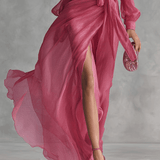 Velira DRESSES Rožinė Chiffon Suknelė V-Kaklu