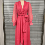 Velira DRESSES Rožinė Chiffon Suknelė V-Kaklu