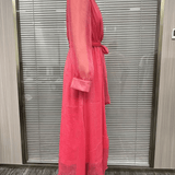 Velira DRESSES Rožinė Chiffon Suknelė V-Kaklu