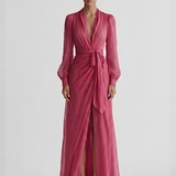 Velira DRESSES Rožinė Chiffon Suknelė V-Kaklu