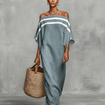 Velira DRESSES Šviesiai mėlyna / XS Minimalistinis lininis maxi suknelė