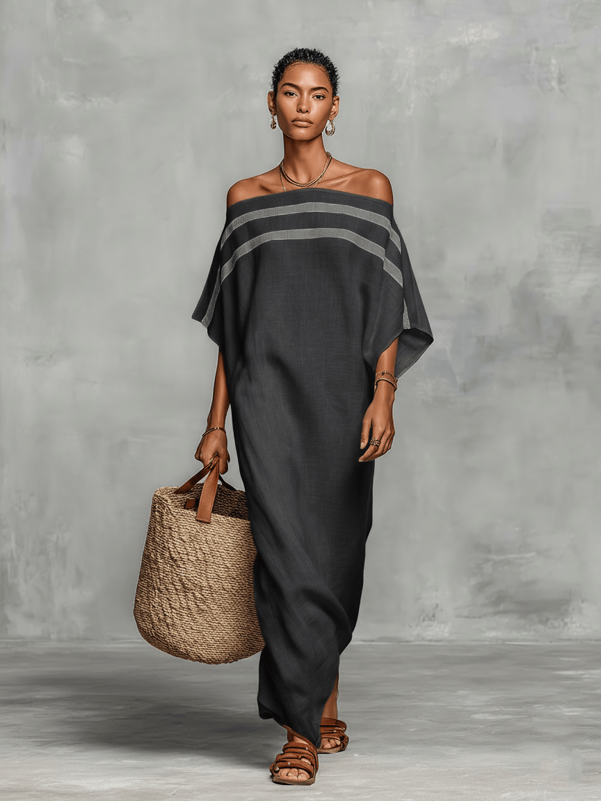 Velira DRESSES Tamsiai pilka / XS Minimalistinis lininis maxi suknelė