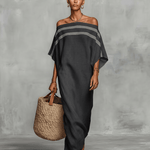 Velira DRESSES Tamsiai pilka / XS Minimalistinis lininis maxi suknelė