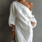 Velira Elise™ | Elegantiškas maxi suknelė vienu petimi balta