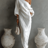 Velira Elise™ | Elegantiškas maxi suknelė vienu petimi balta