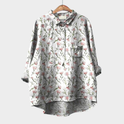 Elise™ | Laiko patikrinta lino blusa su raštu