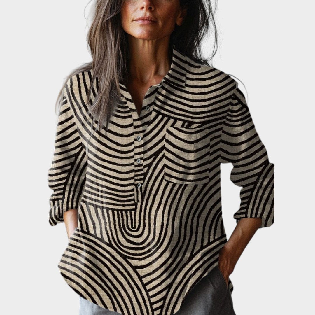 Velira Gisella™ | Rafinuota lino blusa su raštu