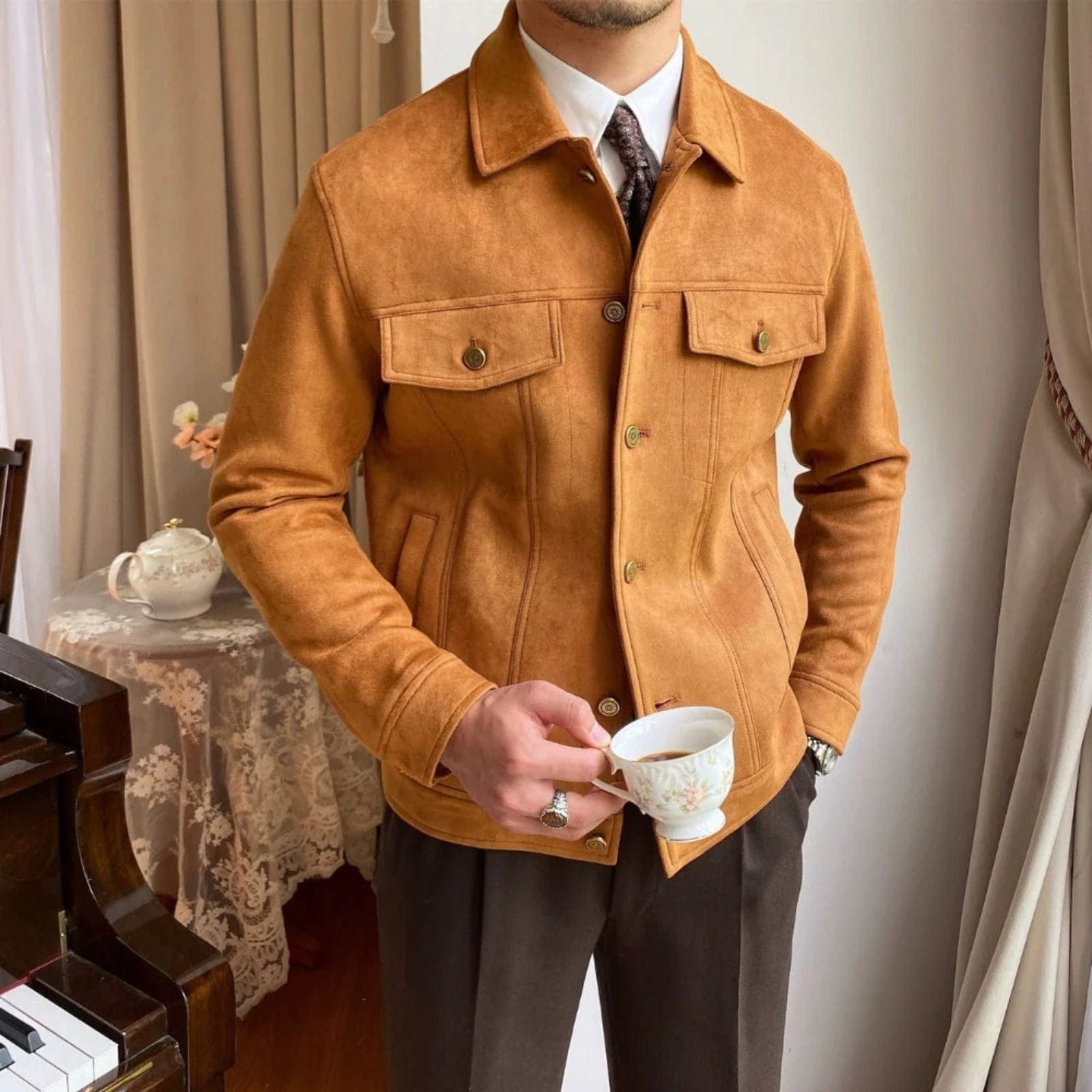 Velira Jackets & Overcoats Kortinos Suede Apykaklės Švarkas
