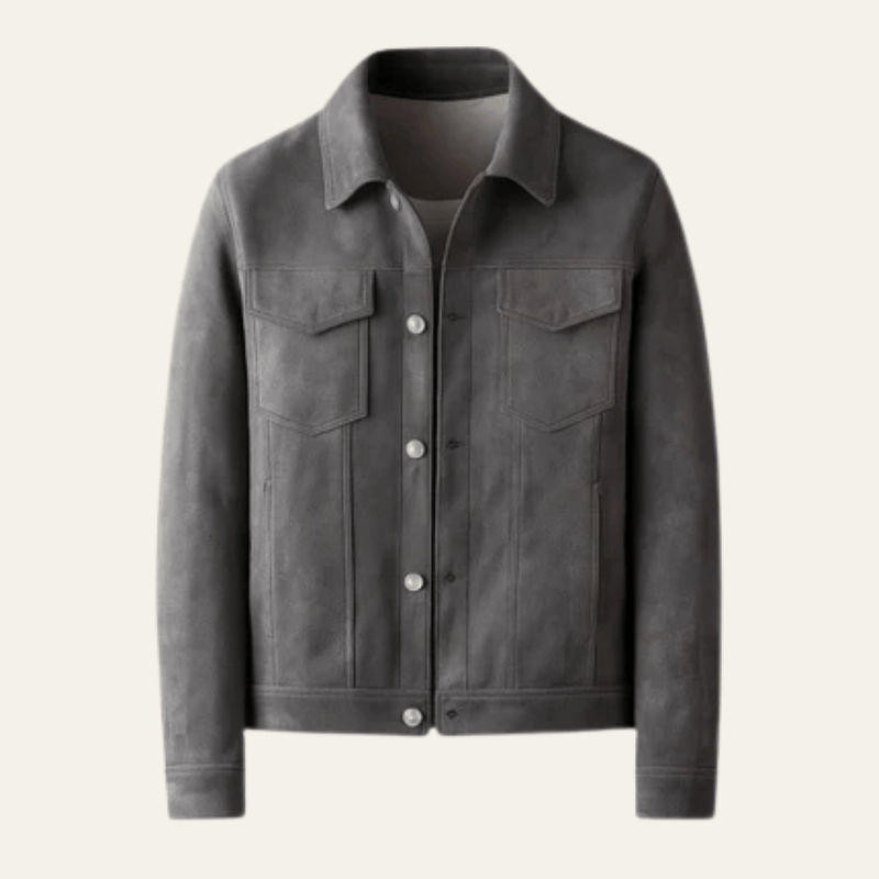 Velira Jackets & Overcoats Pilka / M Vienos Vienos Stretch Suede Lapelekas