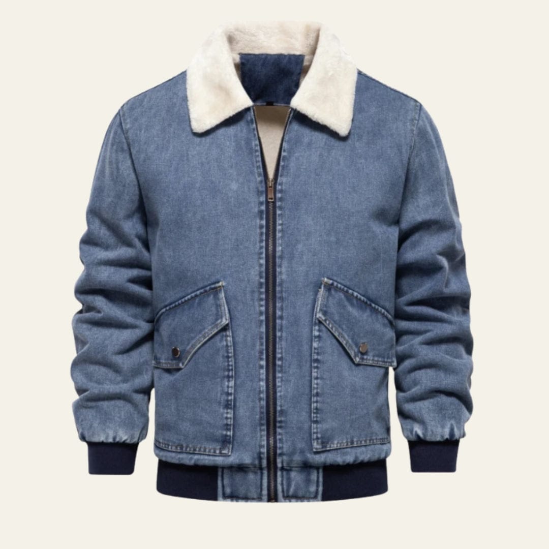 Velira Jackets & Overcoats Tamsiai mėlyna / S Aspen avių kailio apykaklės džinsinis švarkas