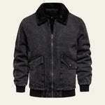Velira Jackets & Overcoats Tamsiai pilka / S Aspen avių kailio apykaklės džinsinis švarkas