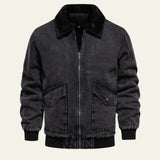 Velira Jackets & Overcoats Tamsiai pilka / S Aspen avių kailio apykaklės džinsinis švarkas