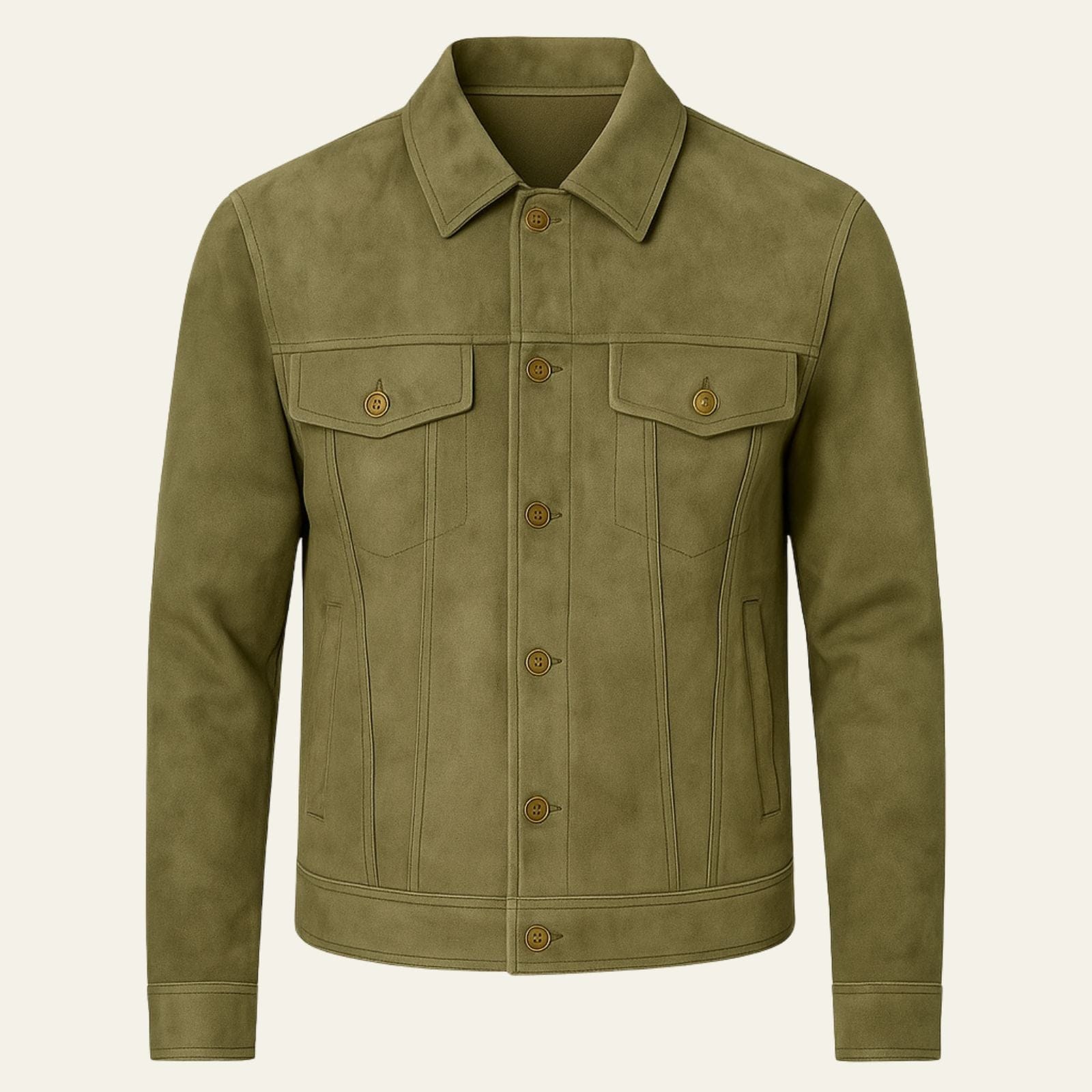 Velira Jackets & Overcoats Žalia / M Kortinos Suede Apykaklės Švarkas