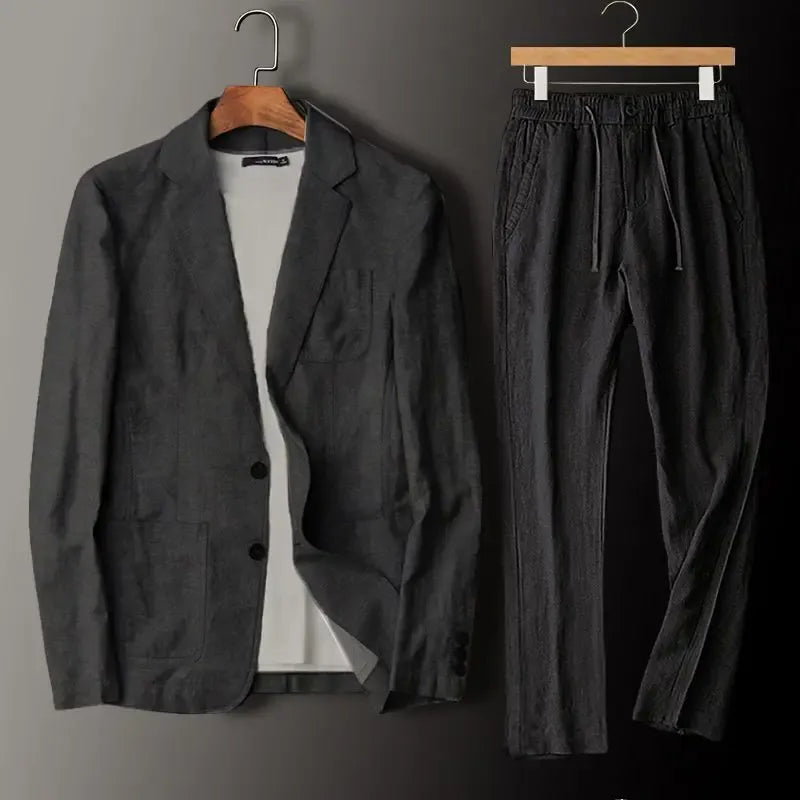 Velira Juoda / M Elegantiškas Lino Komplektas