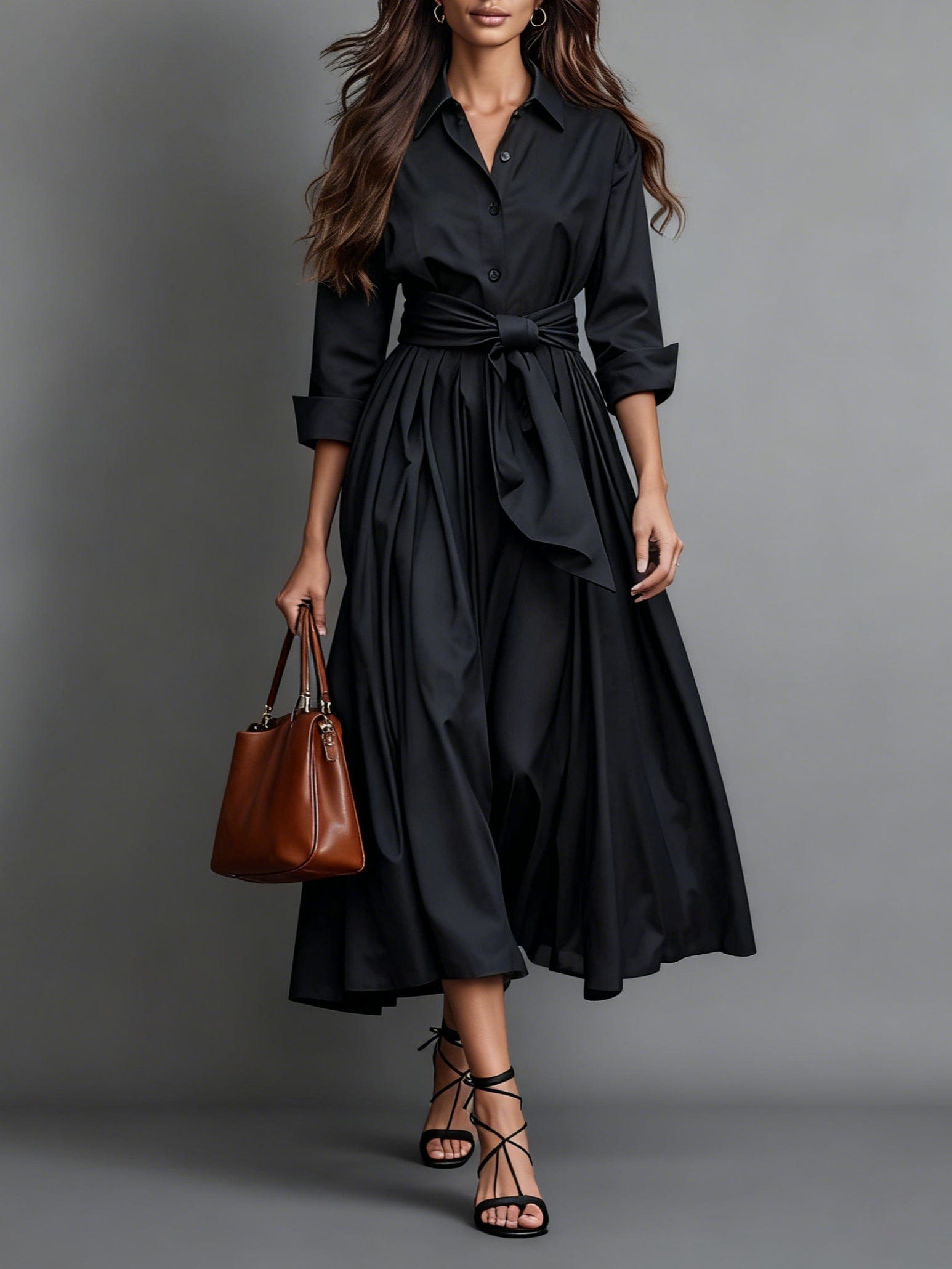 Velira Juoda / XS Marise™ | Elegantiška Maxi Suknelė su Lankeliu