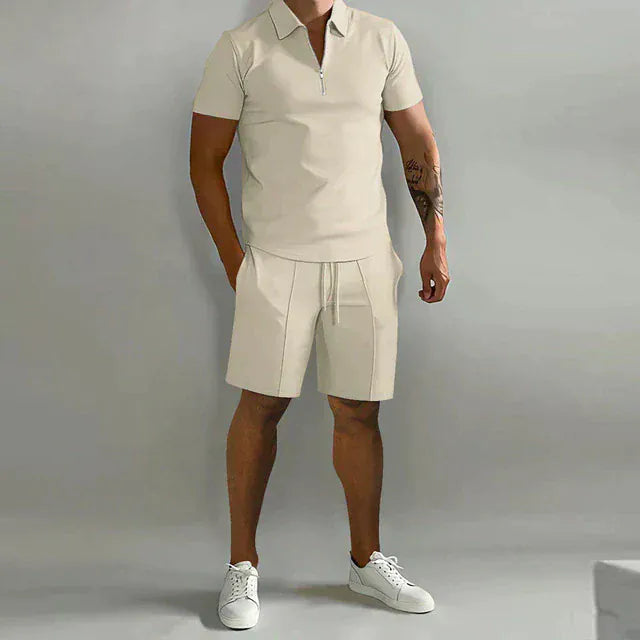 Velira Korte Broek Heren Chaki / S Elegantiškas Polo Marškinėlių Rinkinys