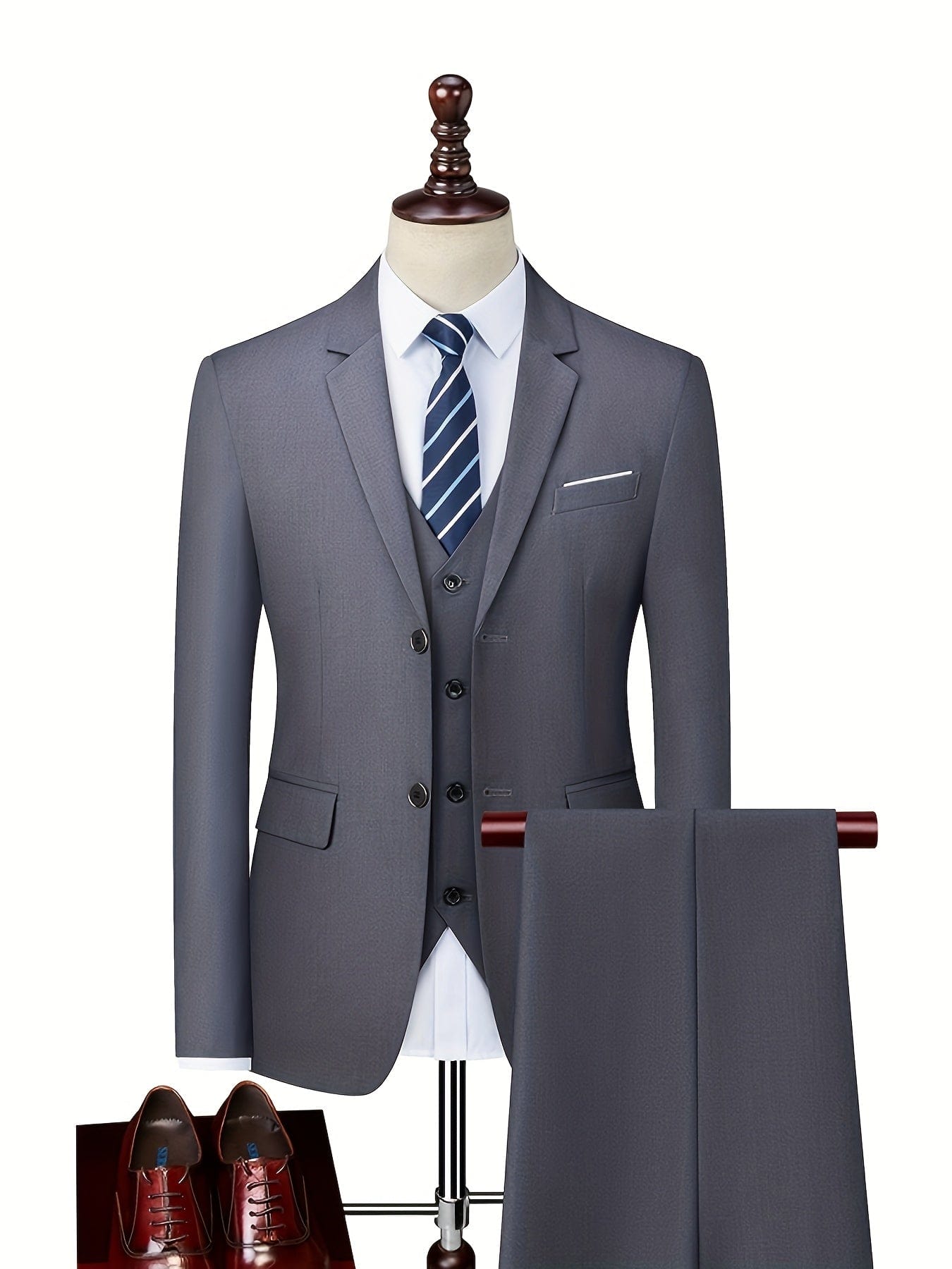 Velira Men Suits Pilka / S Elegantiškas Vyrų Kostiumas
