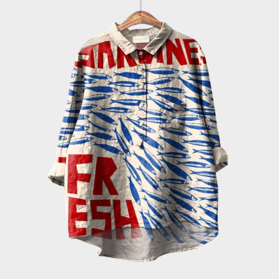 Velira Mila™ | Laiko patikrinta lino blusa su raštu