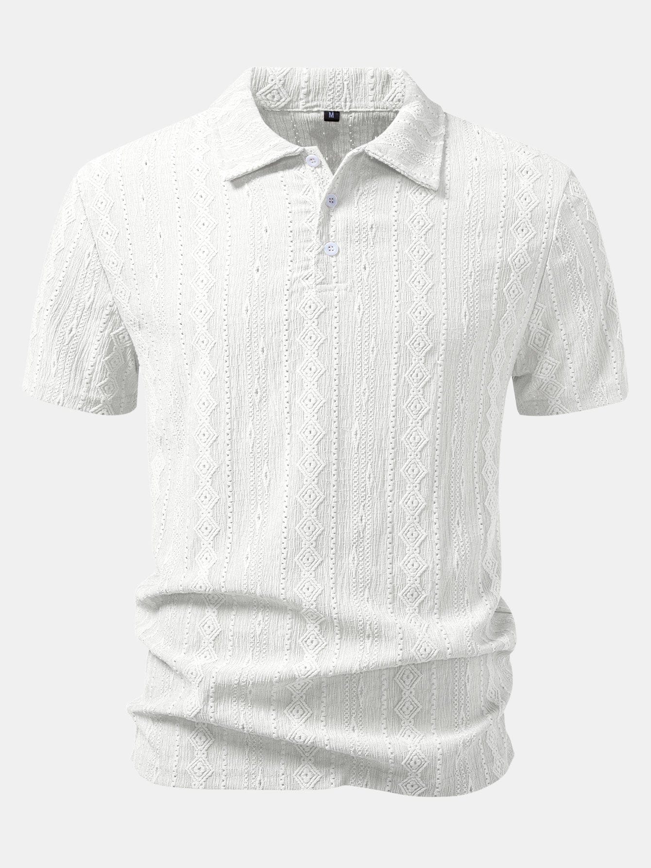 Velira Polo balta / S Geometrinis Džakardo Polo