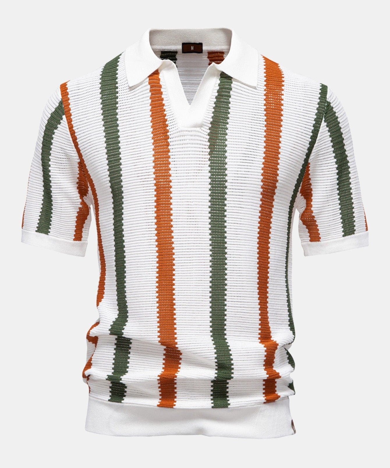Velira Polo balta / S Stripe Knit V Neck Polo Marškiniai