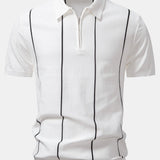 Velira Polo balta / XS Dryžuota Zip Up Megzta Polo Marškinėliai