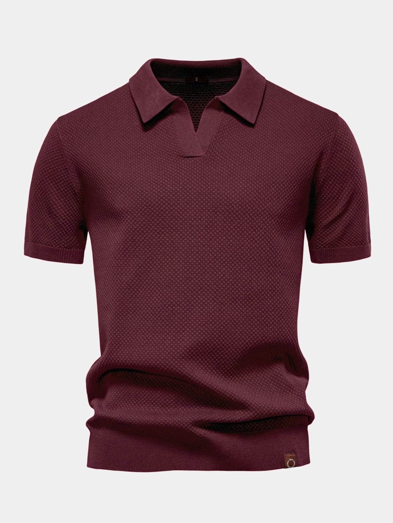 Velira Polo bordo / S Ananasų tekstūros mezginys V formos polo