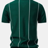 Velira Polo Dryžuota Zip Up Megzta Polo Marškinėliai