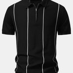 Velira Polo juoda / XS Dryžuota Zip Up Megzta Polo Marškinėliai