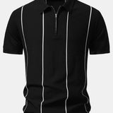 Velira Polo juoda / XS Dryžuota Zip Up Megzta Polo Marškinėliai